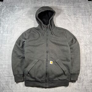 Carhartt Jacket Mens Small Gray Loose Fit Full Zip Rain Defender TS4078 Hoodie